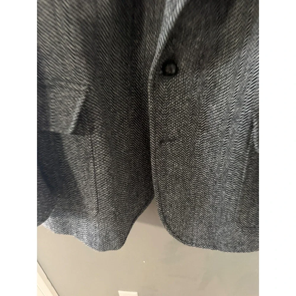 Pendleton 46 Long Grey Herringbone Wool Blazer Suede‎ Elbow Patches Sport Coat